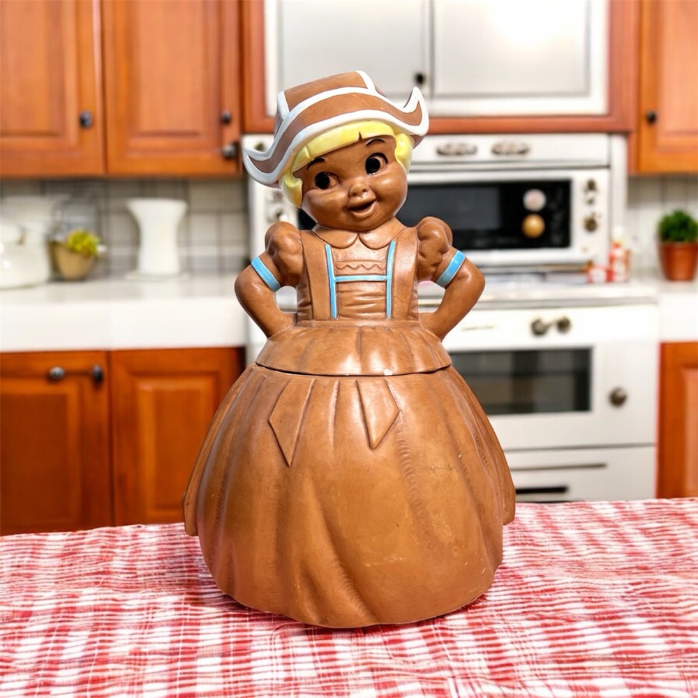 Vintage Twin Winton Dutch Girl Cookie Jar 13” Tall Mid-Century Modern MCM Potter